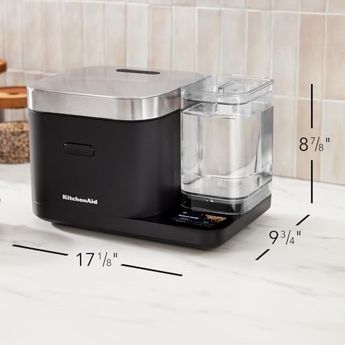KitchenAid Grain and Rice Cooker 8 Cup with Automatically Sensing Integrated Scale + Water Tank, KGC3155, Black Matte - My Kitchen Products