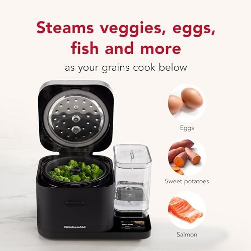 KitchenAid Grain and Rice Cooker 8 Cup with Automatically Sensing Integrated Scale + Water Tank, KGC3155, Black Matte - My Kitchen Products
