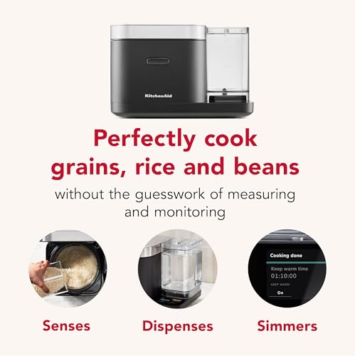 KitchenAid Grain and Rice Cooker 8 Cup with Automatically Sensing Integrated Scale + Water Tank, KGC3155, Black Matte - My Kitchen Products