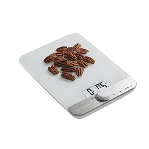 KitchenAid KQ908 Glass Surface 11 Pound Capacity Digital Kitchen and Food Scale, White - My Kitchen Products