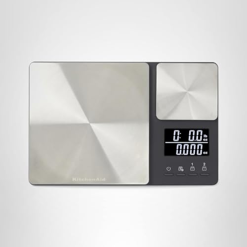 KitchenAid KQ909 Dual Platform Digital Kitchen and Food Scale, 11 pound capacity and Precision 16oz capacity, Black with Stainless Steel - My Kitchen Products