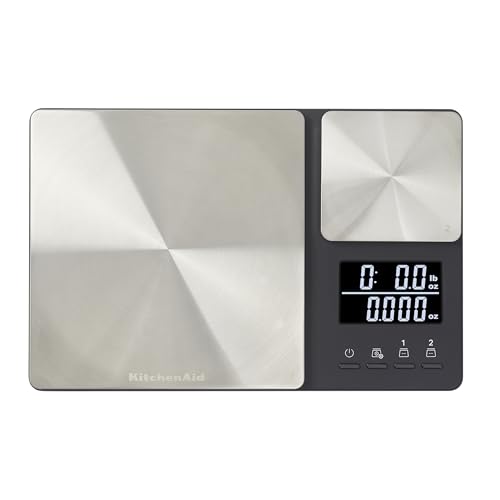 KitchenAid KQ909 Dual Platform Digital Kitchen and Food Scale, 11 pound capacity and Precision 16oz capacity, Black with Stainless Steel - My Kitchen Products