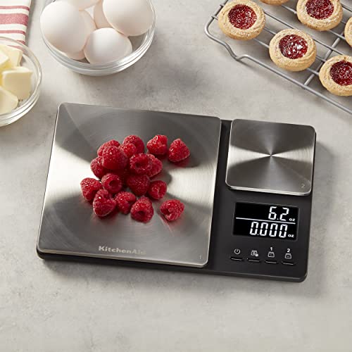 KitchenAid KQ909 Dual Platform Digital Kitchen and Food Scale, 11 pound capacity and Precision 16oz capacity, Black with Stainless Steel - My Kitchen Products