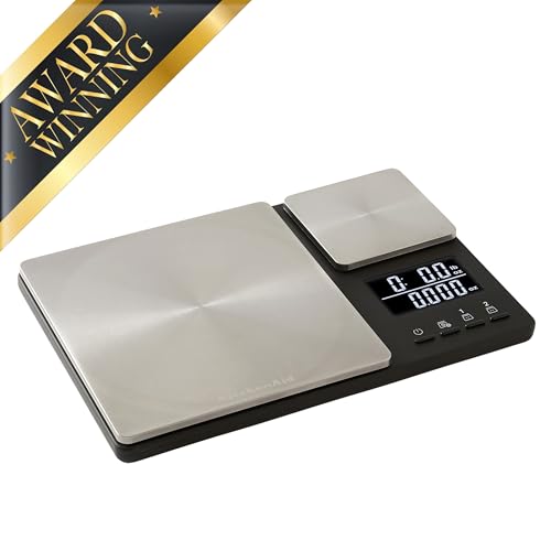 KitchenAid KQ909 Dual Platform Digital Kitchen and Food Scale, 11 pound capacity and Precision 16oz capacity, Black with Stainless Steel - My Kitchen Products