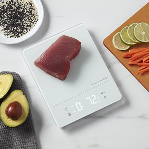 KitchenAid KQ913 Digital Waterproof (IPx7) Kitchen and Food Scale, LED readout, 11 Pound Max Capacity, White - My Kitchen Products