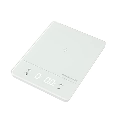 KitchenAid KQ913 Digital Waterproof (IPx7) Kitchen and Food Scale, LED readout, 11 Pound Max Capacity, White - My Kitchen Products