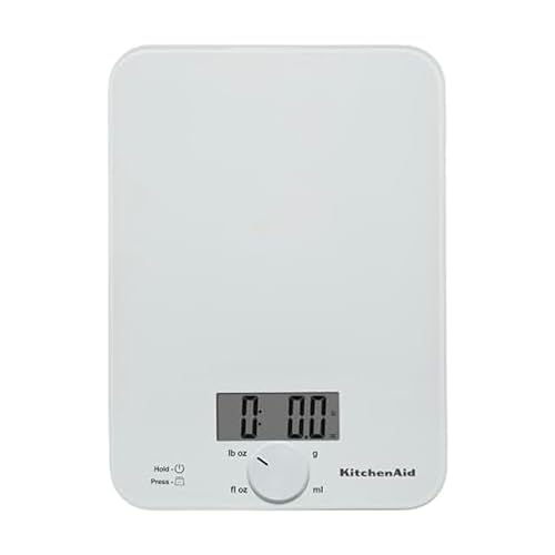 KitchenAid KQ914WH Glass Surface 11 Pound Capacity Digital Kitchen and Food Scale, Scale for Food Ounces and Grams, Dry and Liquid Ingredients, White - My Kitchen Products