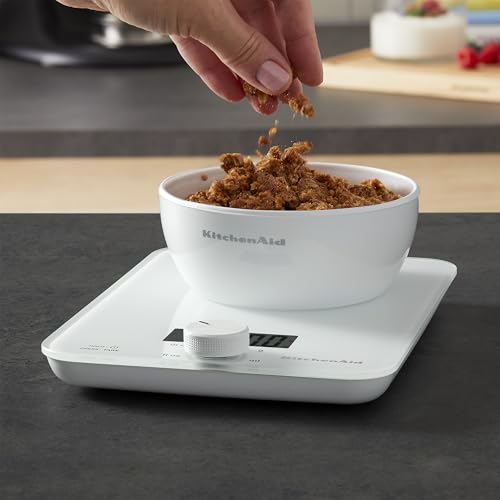 KitchenAid KQ914WH Glass Surface 11 Pound Capacity Digital Kitchen and Food Scale, Scale for Food Ounces and Grams, Dry and Liquid Ingredients, White - My Kitchen Products