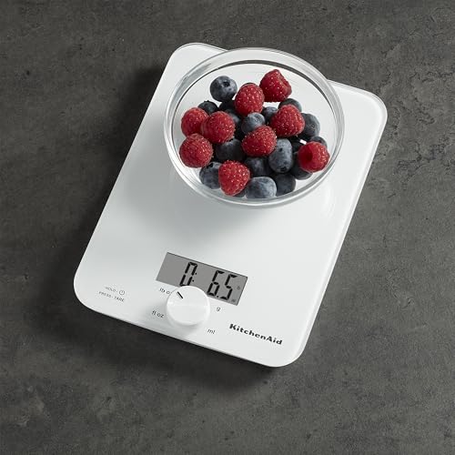 KitchenAid KQ914WH Glass Surface 11 Pound Capacity Digital Kitchen and Food Scale, Scale for Food Ounces and Grams, Dry and Liquid Ingredients, White - My Kitchen Products