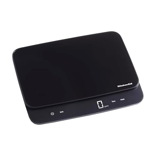 KitchenAid KQ917 High Capacity Glass Surface Digital Kitchen and Food Scale, 30 Pound Capacity and Precision, Grams, Ounces, Pounds, Fluid Ounces & Milliliters, LED, Tare Function, Black - My Kitchen Products