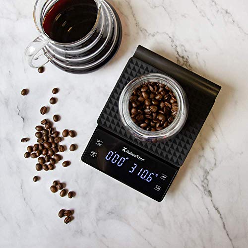KitchenTour Coffee Scale with Timer 3kg/0.1g High Precision Pour Over Drip Espresso Scale with Back-Lit LCD Display (Batteries Included) - My Kitchen Products