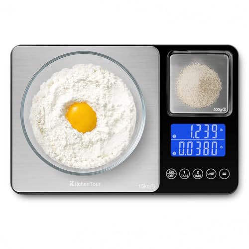 KitchenTour Digital Food Scale for Kitchen, 0.001oz/33lb Dual Platform Precision Smart Kitchen Scales Digital Weight Grams and Ounces for Home Cooking Baking Meal Prep Sourdough Bread, Stainless Steel - My Kitchen Products