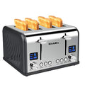 KitchMix Toaster 4 Slice, Bagel Stainless Toaster with LCD Timer, Extra Wide Slots, Dual Screen, Removal Crumb Tray (Gray) - My Kitchen Products