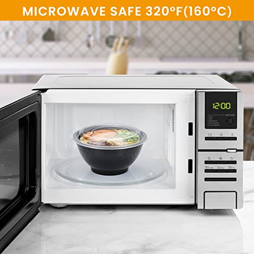 Kitch’nMore 36oz Extra-Thick Meal Prep Bowls with Lids, Plastic Containers with Clear Covers for Noodles, Poke Bowl, Salad, Soup - Freezer, Microwave & Dishwasher-Safe (30Pack) - My Kitchen Products