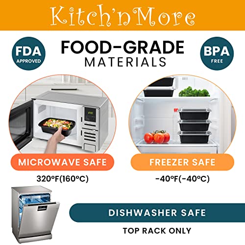 Kitch’nMore 38oz Meal Prep Containers, Extra Large &Thick Food Storage Containers with Lids, Reusable Plastic,Disposable Bento Box,Stackable,Microwave/Freezer/Dishwasher Safe, BPA Free (30Pack) - My Kitchen Products