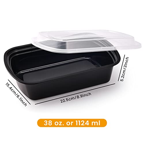 Kitch’nMore 38oz Meal Prep Containers, Extra Large &Thick Food Storage Containers with Lids, Reusable Plastic,Disposable Bento Box,Stackable,Microwave/Freezer/Dishwasher Safe, BPA Free (30Pack) - My Kitchen Products