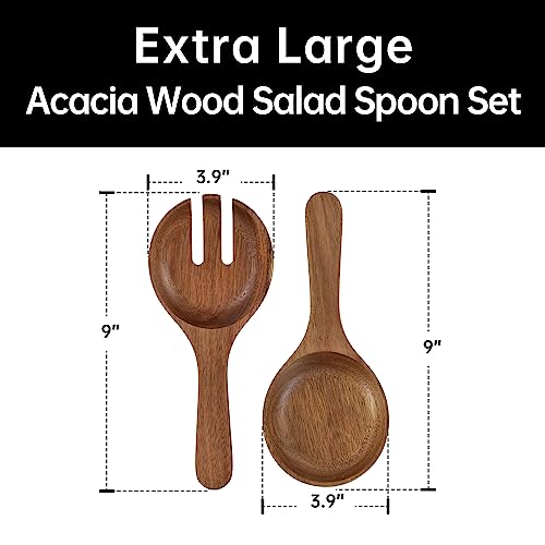 KITEISCAT Extra Large Glass Salad Bowl Set - Party Salad Bowls with Acacia Wood Base and Serving Utensils - Elegant and Practical Kitchen Must-Have - My Kitchen Products