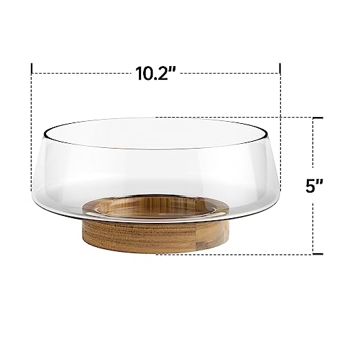 KITEISCAT Extra Large Glass Salad Bowl Set - Party Salad Bowls with Acacia Wood Base and Serving Utensils - Elegant and Practical Kitchen Must-Have - My Kitchen Products