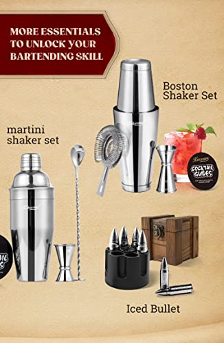 KITESSENSU Boston Cocktail Shaker Set, 4-Piece Boston Shaker Tins Bartender Kit with 18oz & 28oz Mixed Drink Shaker, Hawthorne Strainer, Double Measuring Jigger, Cocktail Recipe Cards Included - My Kitchen Products