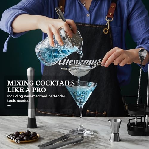 KITESSENSU Cocktail Shaker Set Bartender Kit with Stand | Complete 24-Piece Bar Set Cocktail Kit with All Bar Accessories: Martini Shaker, Jigger, Muddler | Drink Mixer Set for Home Bar Cocktails - My Kitchen Products