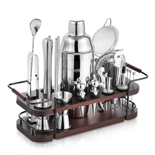 KITESSENSU Cocktail Shaker Set Bartender Kit with Stand