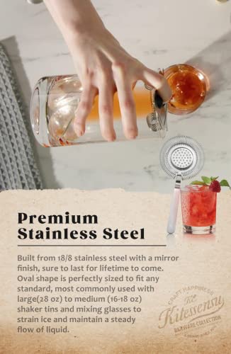 KITESSENSU Cocktail Strainer, Stainless Steel Classic Hawthorne Spring Bar Strainer with Long Handle, Drink Strainer Cocktail for Professional Bartenders, High Density Spring - My Kitchen Products