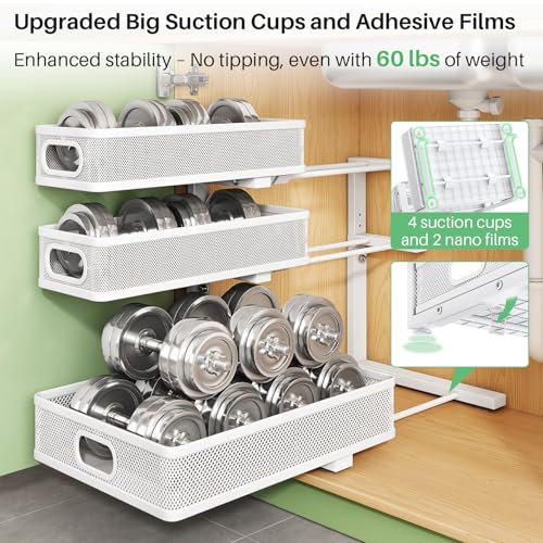 Kitstorack Under Sink Organizer, 2-Pack 3-Tier Height Adjustable Thickened Metal Pull out Cabinet Organizer Shelf, Slide out Storage Drawer Rack for Bathroom Kitchen Pantry Home Laundry Organization - My Kitchen Products