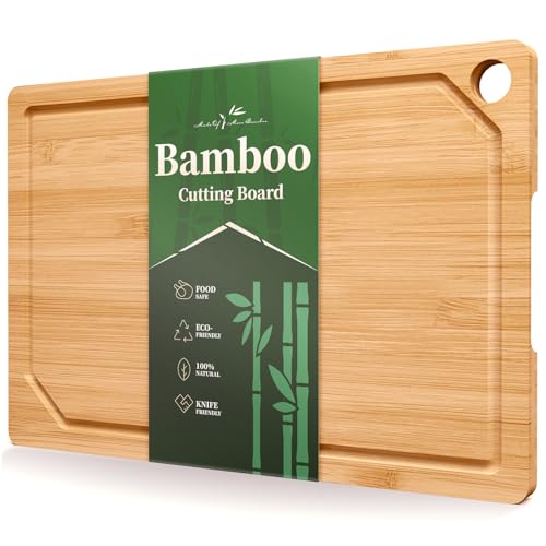 Kitsure Bamboo Cutting Board - Multi-Sizes Wooden Cutting Boards for Kitchen, Convenient Kitchen Essentials with Deep Juice Grooves， Cutting Board for Chopping & Serving, Large, Natural - My Kitchen Products