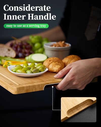 Kitsure Bamboo Cutting Board - Multi-Sizes Wooden Cutting Boards for Kitchen, Convenient Kitchen Essentials with Deep Juice Grooves， Cutting Board for Chopping & Serving, Large, Natural - My Kitchen Products