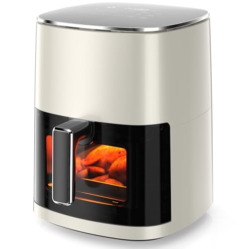 KMFurnila Air Fryer, 6QT Square Airfryer with Visual Window, 400°F Fast Heating Air Fryers Oven with Timer, Auto-Off, Non Toxic & Non Stick, Multiple 12 Modes for Roast, Bake, Dehydrate, Fry, Reheat - My Kitchen Products