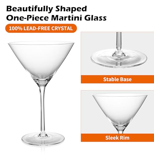 KMIGRUAN 10oz Large Martini Glasses Set of 4,Classic Crystal Cocktail Glasses,Hand Blown Martini Glass for Espresso Martini, Cosmopolitan, Manhattan, Home Bar Gift Set - My Kitchen Products