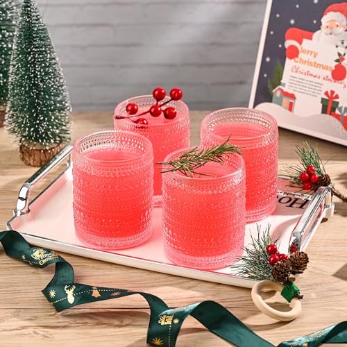 KMIGRUAN Hobnail Drinking Glasses Set of 6,12oz Vintage Glassware Embossed Vintage Water Cups Cocktail Glasses Juice Glasses - My Kitchen Products