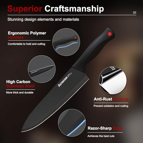 Knife Set, Astercook 15 Pieces Knife Sets for Kitchen with Block, Dishwasher Safe Kitchen Knife Set with Built in Sharpener Block, German Stainless Steel Kitchen Utensils Set - My Kitchen Products
