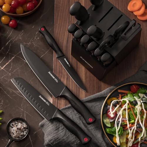 Knife Set, Astercook 15 Pieces Knife Sets for Kitchen with Block, Dishwasher Safe Kitchen Knife Set with Built in Sharpener Block, German Stainless Steel Kitchen Utensils Set - My Kitchen Products