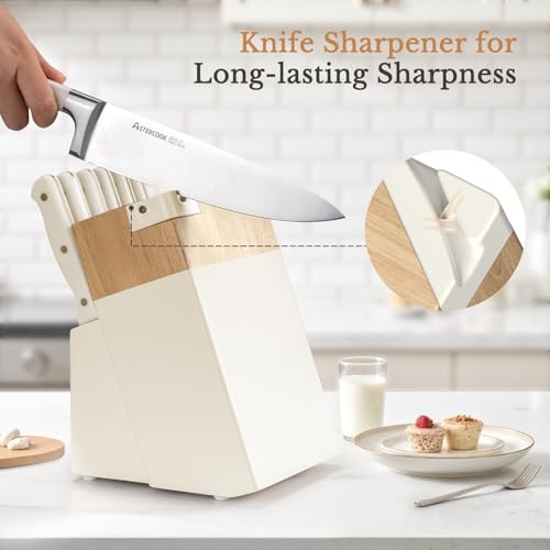 Knife Set,Astercook Kitchen Knife Set with Block 14-Piece Full Tang Stainless Steel Knives with Sharpener Dishwasher Safe and Anti-Slip Ergonomic Handle Utensils Set - My Kitchen Products
