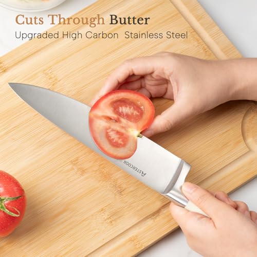Knife Set,Astercook Kitchen Knife Set with Block 14-Piece Full Tang Stainless Steel Knives with Sharpener Dishwasher Safe and Anti-Slip Ergonomic Handle Utensils Set - My Kitchen Products