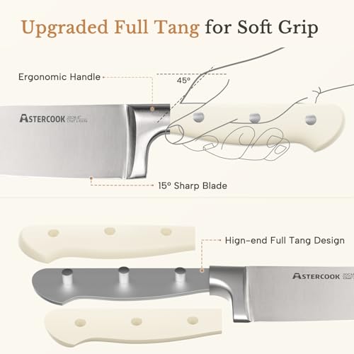 Knife Set,Astercook Kitchen Knife Set with Block 14-Piece Full Tang Stainless Steel Knives with Sharpener Dishwasher Safe and Anti-Slip Ergonomic Handle Utensils Set - My Kitchen Products