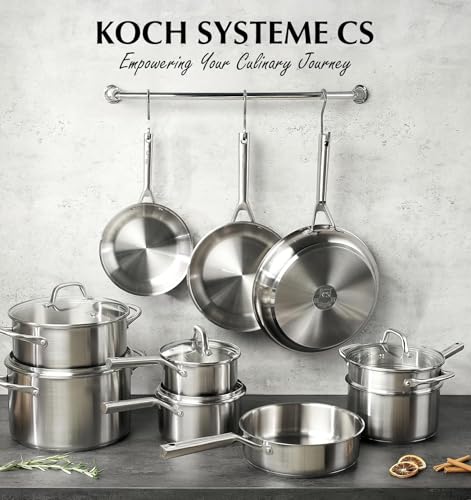 KOCH SYSTEME CS Stainless Steel Cookware Set 17 Piece, Professional 18/10 Stianless Steel Pots and Pans Set, 5-Layer Stainless Base, Oven Safe, Induction Ready, Non-Toxic Kitchen Cookware Set - My Kitchen Products