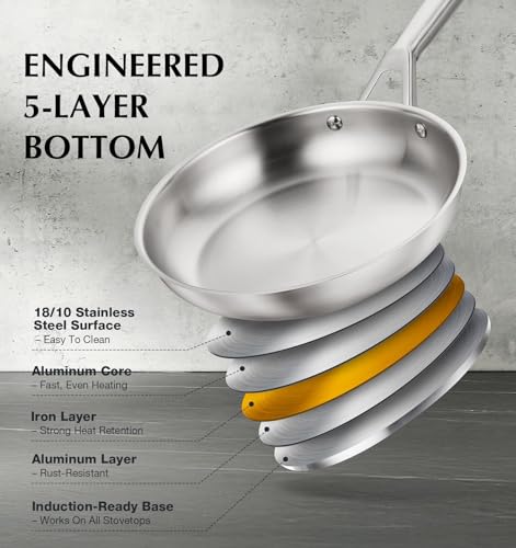 KOCH SYSTEME CS Stainless Steel Cookware Set 17 Piece, Professional 18/10 Stianless Steel Pots and Pans Set, 5-Layer Stainless Base, Oven Safe, Induction Ready, Non-Toxic Kitchen Cookware Set - My Kitchen Products