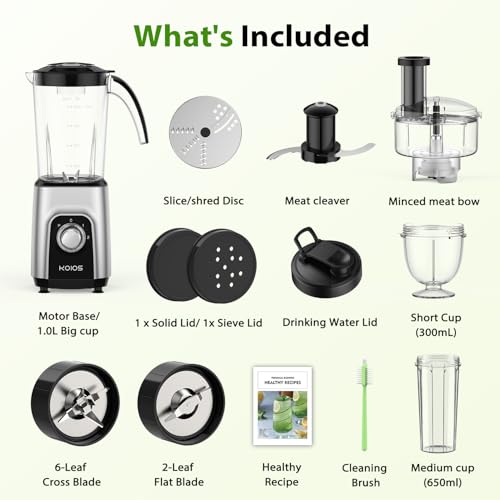 KOIOS Blender/Food Processor Combo Max 1000W, 4 in 1 34oz Pitcher, 22oz Blending Cup, Meat Grinder & Vegetable Chopper, Spice Grinder,BPA Free -All-in-One Kitchen System, Dishwasher Safe - My Kitchen Products