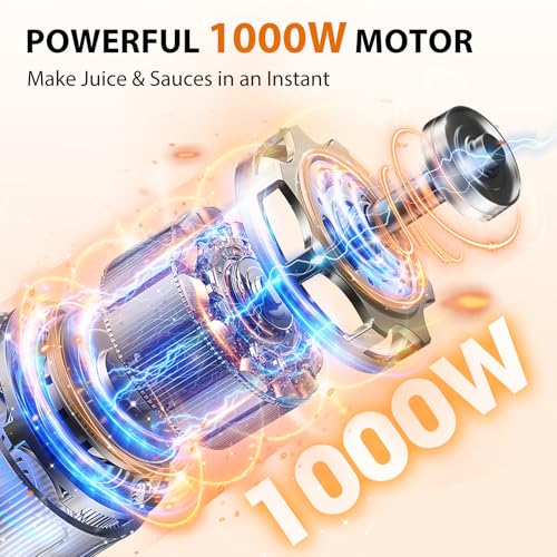 KOIOS Immersion Blender, 1000W Anti-scratch 3-in-1 Hand Blender, Upgraded 12 Speed Stainless Steel Blade Stick Blenders with Turbo Mode, Whisk and Milk Frother, Non-BPA - My Kitchen Products