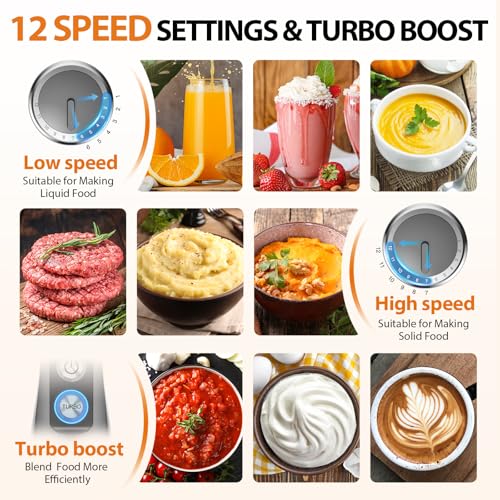 KOIOS Immersion Blender, 1000W Anti-scratch 3-in-1 Hand Blender, Upgraded 12 Speed Stainless Steel Blade Stick Blenders with Turbo Mode, Whisk and Milk Frother, Non-BPA - My Kitchen Products