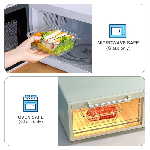 KOMUEE 10 Packs 22 oz Glass Meal Prep Containers, Glass Food Storage Containers with Lids, Airtight Lunch Boxes BPA Free, Microwave and Freezer Safe - My Kitchen Products