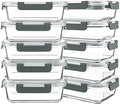 KOMUEE 10 Packs 30 oz Glass Meal Prep Containers,Glass Food Storage Containers with Lids,Airtight Lunch Bento Boxes,Microwave,Freezer and Dishwasher,Gray - My Kitchen Products