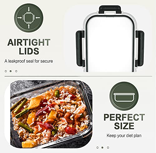 KOMUEE 10 Packs 30 oz Glass Meal Prep Containers,Glass Food Storage Containers with Lids,Airtight Lunch Bento Boxes,Microwave,Freezer and Dishwasher,Gray - My Kitchen Products