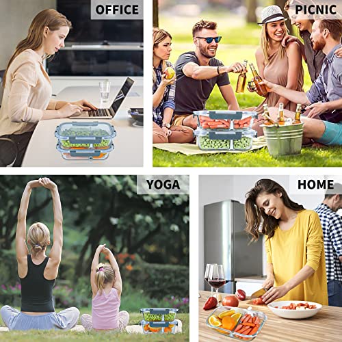 KOMUEE 10 Packs 30oz Glass Meal Prep Containers 2 Compartments,Glass Food Storage Containers with Lids,Airtight Lunch Bento Boxes,Microwave,Oven,Freezer and Dishwasher Safe - My Kitchen Products