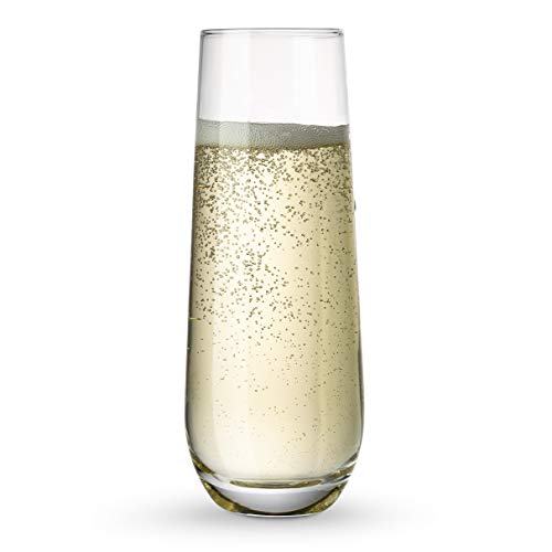 KooK Champagne Flutes, Champagne Glasses, Mimosa Glasses, Stemless Champagne Flutes, Set of 8, 9.4oz, Rose, Prosecco, for Weddings and Parties, Dishwasher Safe - My Kitchen Products