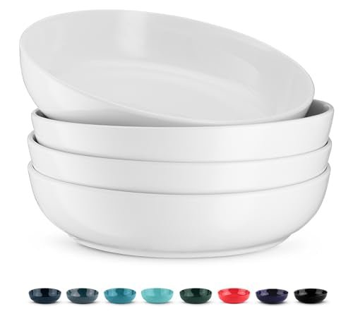 KooK Pasta Bowl, Salad Bowls, Bowls, Serving Bowls, Soup, Ceramic, Large Capacity, Microwave & Dishwasher Safe, Set of