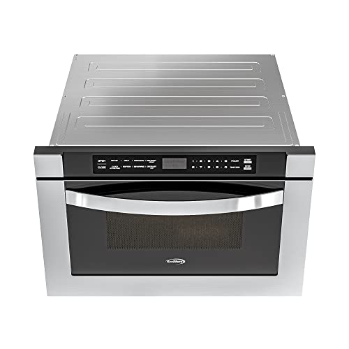KoolMore 24 Inch Stainless-Steel Microwave Drawer with 1.2 cu. ft. Capacity, 1000W Power with 10 Custom Cooking Levels, Memory, and Timer Functions, Wall-Mounted with Flat Bottom (KM-MD-1SS) - My Kitchen Products
