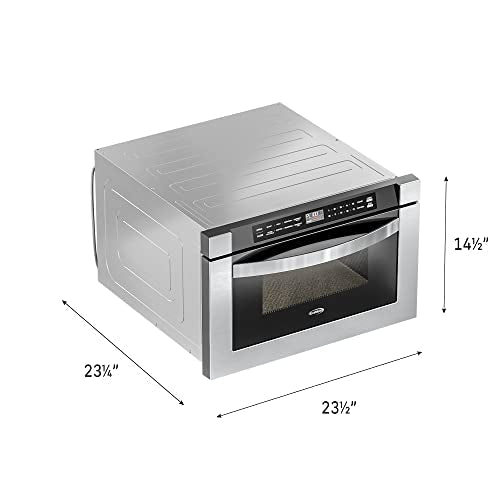 KoolMore 24 Inch Stainless-Steel Microwave Drawer with 1.2 cu. ft. Capacity, 1000W Power with 10 Custom Cooking Levels, Memory, and Timer Functions, Wall-Mounted with Flat Bottom (KM-MD-1SS) - My Kitchen Products